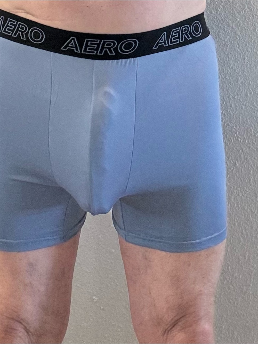 Aeropostale Men's Pale Blue Stretch Boxer Briefs with Black Logo Waistband